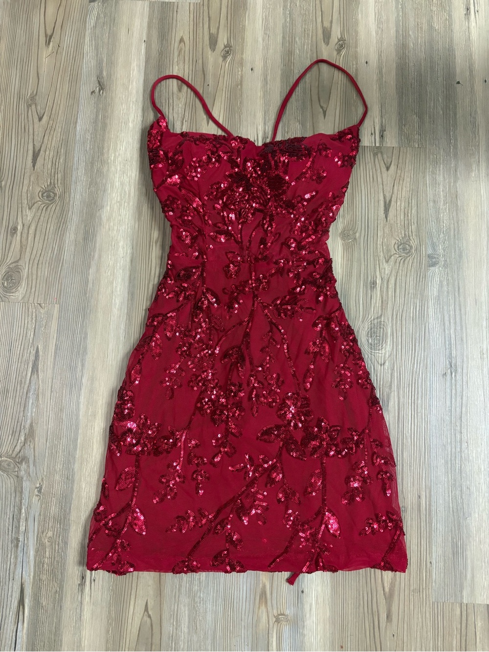 Windsor Red Sequin Spaghetti Strap Dress Sz Large